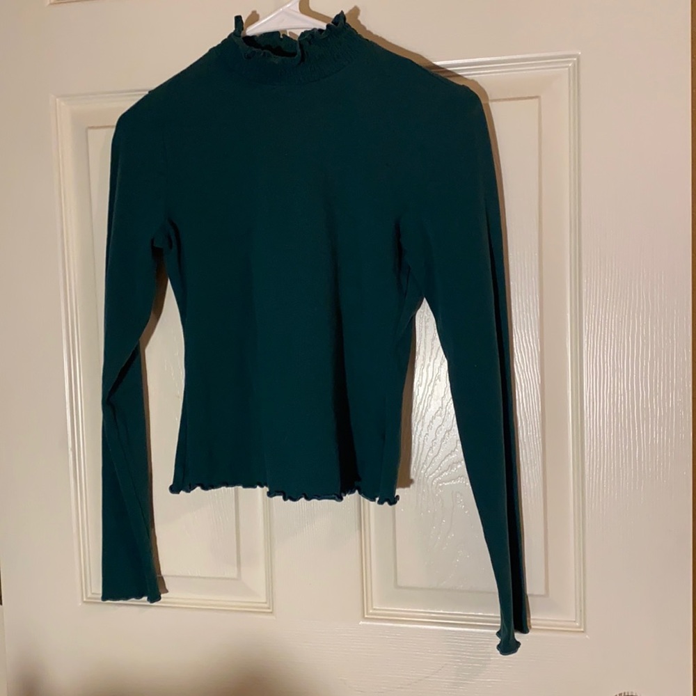 Dark Green Ruffle Long Sleeve